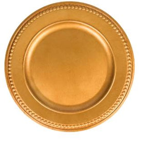 Rental - Plastic Charger Plate - Gold - USA Party Store