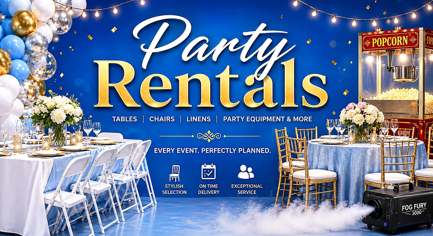Party Rentals - We deliver your balloons and party rental items orders to your doorstep, delivery fee may apply.  Call (770) 734-3950 to arrange your delivery - USA Party Store