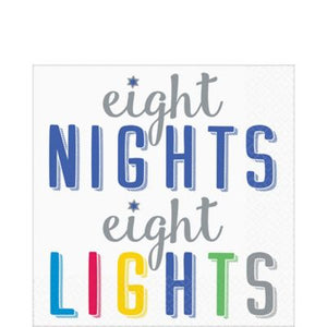 Hanukkah Eight Nights Eight Lights Beverage Napkins