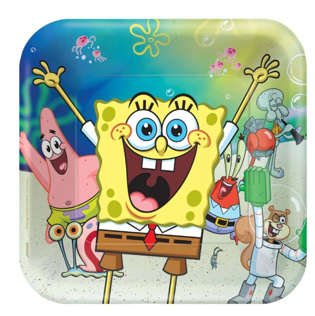 SpongeBob SquarePants Birthday Large Square Lunch Paper Plates Unique