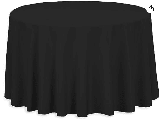 Black Round Linen Table cover 96" Natural Star