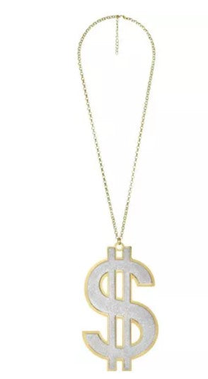 Gold Dollar Sign Pendant Bead Necklace Amscan