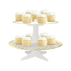 Gold and White 2 Tier Cupcake Stand