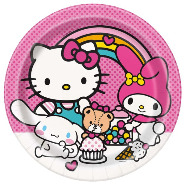 Hello Kitty and Friends Birthday Large Round Lunch Paper Plates, 9 Inches, 8 Count Unique