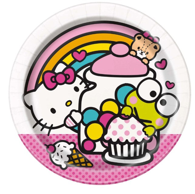 Hello Kitty and Friends Birthday Small Round Dessert Paper Plates, 7 Inches, 8 Count Unique