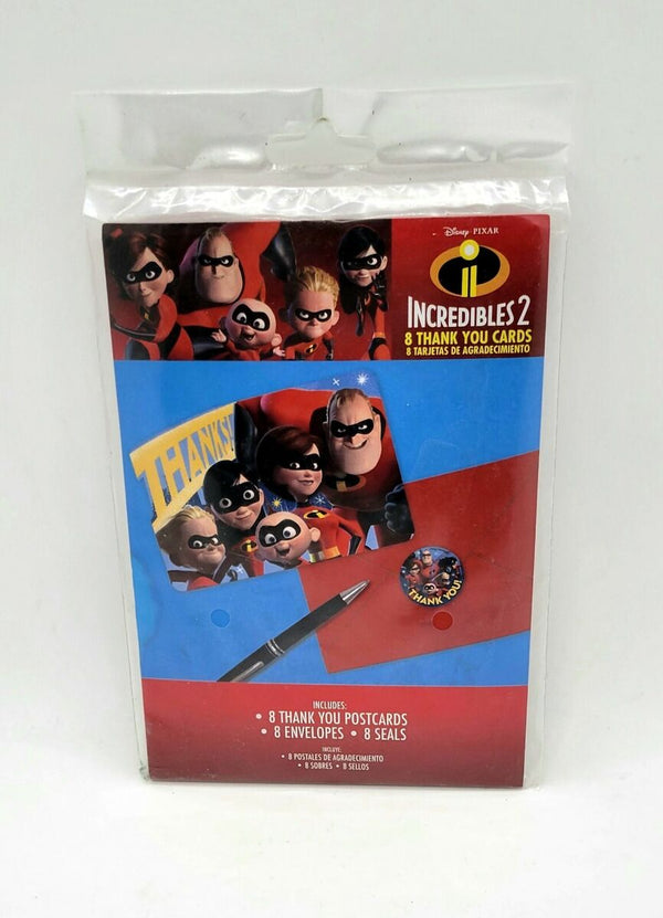 Disney / Pixar Incredibles 2 Thank You Postcards, 8 Ct. USA Party Store