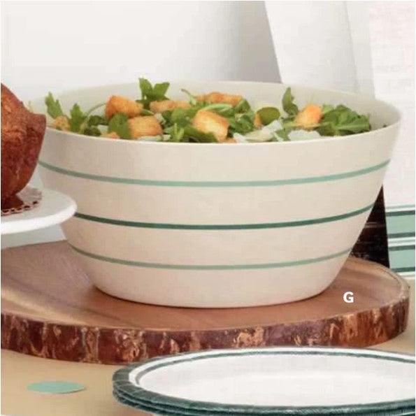 Botanical Stripe Bamboo Melamine Serving Bowl Unique