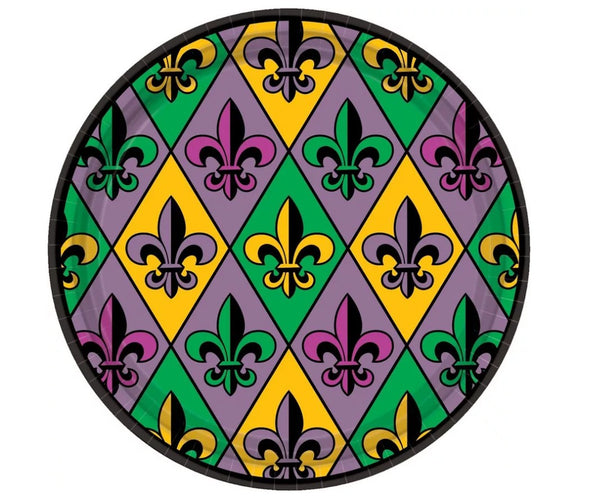 Mardi Gras Fleur-de-Lis Lunch Plates 18ct Amscan