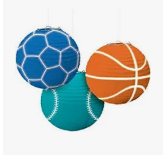 Birthday Baller Paper Lanterns - 9 1/2", Assorted Colors, 3 Pcs Amscan