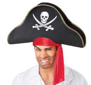 Adult's Black Pirate Hat with Jolly Roger