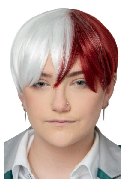 Anime half/half white and red wig Karnival