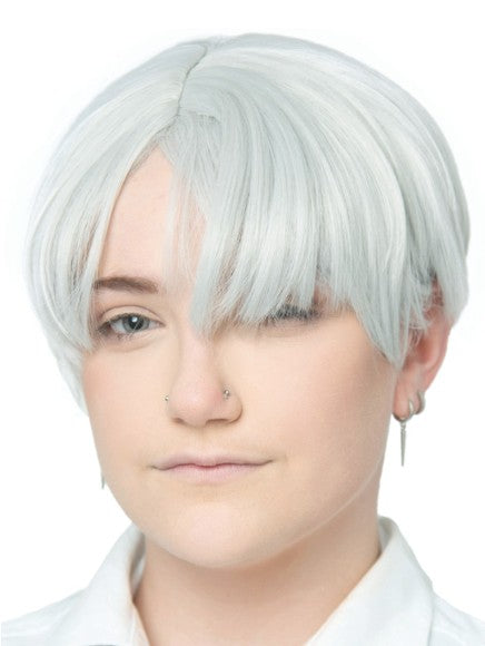 Anime white parted school boy wig Karnival