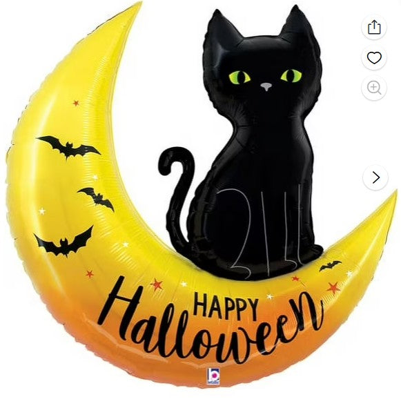 Spooky cat on moon balloon USA Party Store