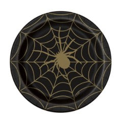 9 in. Gold and Black Spider Web plate (8 ct.) Unique
