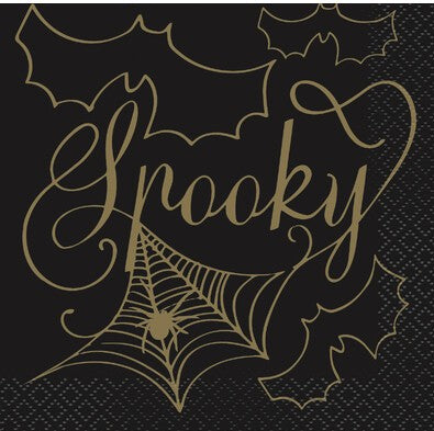 Black and Gold Spooky Spider Beverage Napkin Unique