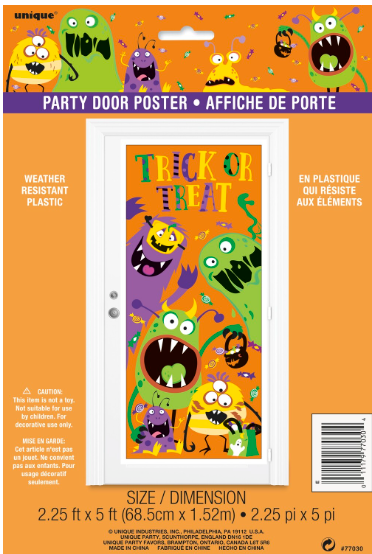 Silly Halloween Monster Door 27x60 USA Party Store