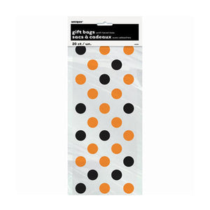 Black and Orange Polka-dot Cellophane Gift Bags