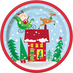 Colorful Santa 9 in. Lunch Plates