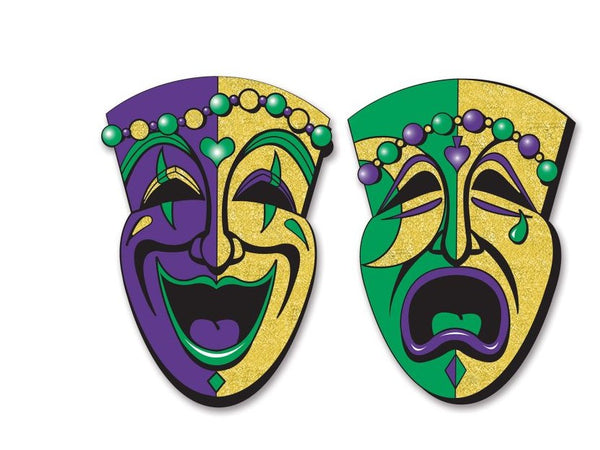 Jumbo Glittered Comedy & Tragedy Face Cutouts