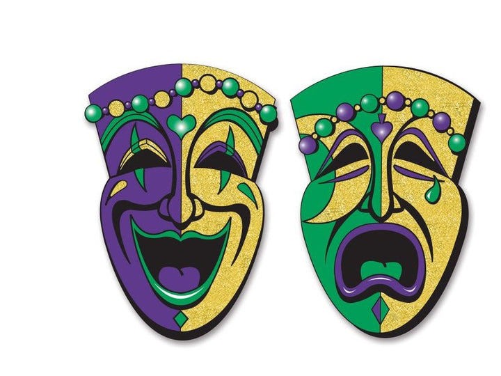 Jumbo Glittered Comedy & Tragedy Face Cutouts Beistle