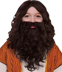 Biblical Wig and Beard for children, brown
