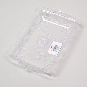Clear w/ Embossed Frosted Rose Serving Tray