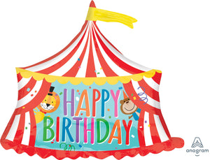 28" Happy Birthday Circus Tent Foil Balloon - USA Party Store