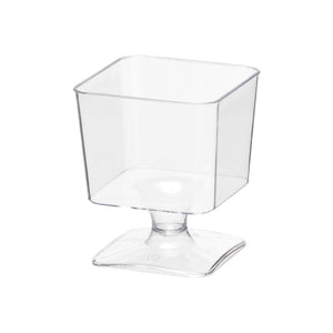 2 OZ. MINI SQUARE CUPS WITH STEM – CLEAR 20 CT - USA Party Store