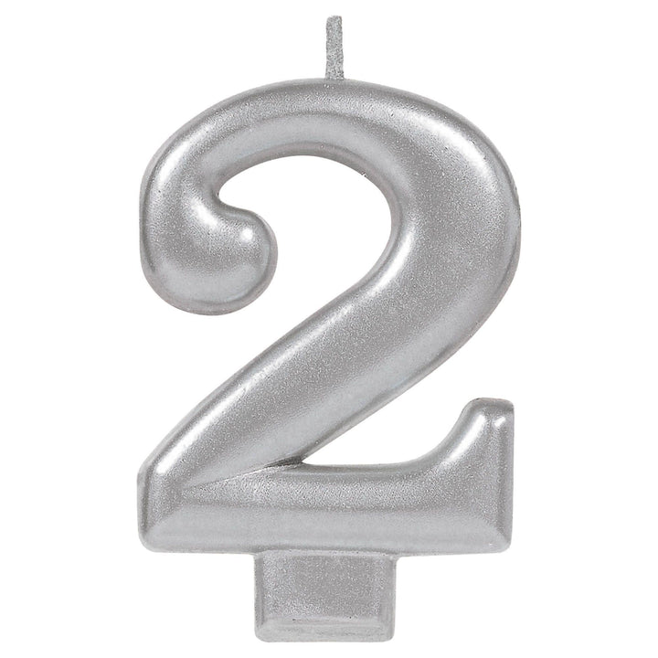 Birthday Celebration, Numeral Metallic Candle, Party Supplies, 3 1/4" 0-9 Amscan