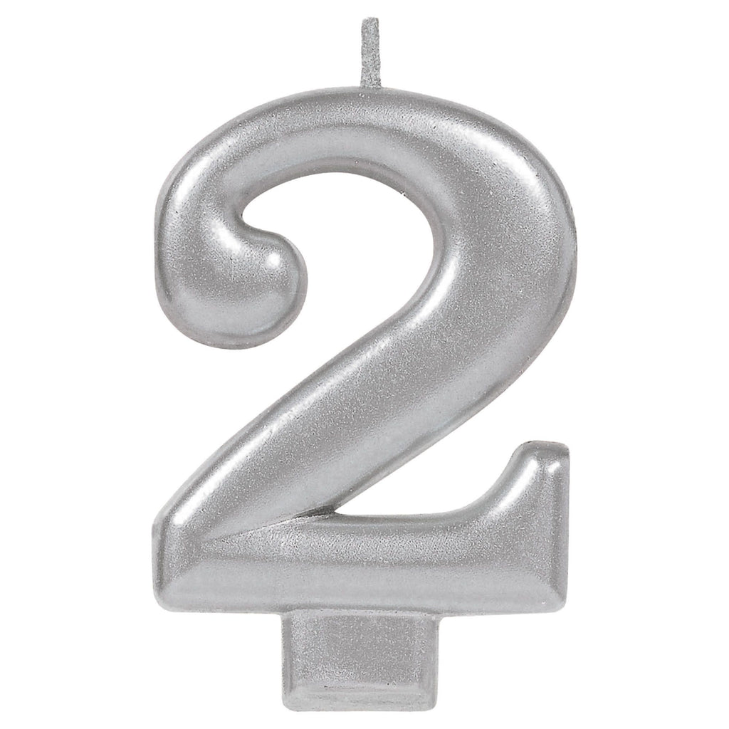 Birthday Celebration, Numeral  Metallic Candle, Party Supplies,  3 1/4"  0-9