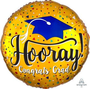 Jumbo Hooray Gold Congrats Grad Balloon - USA Party Store