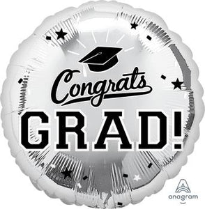 Silver Congrats Grad Balloon - USA Party Store