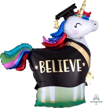 Believe Grad Unicorn Balloon - USA Party Store