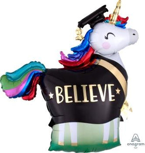 Believe Grad Unicorn Balloon - USA Party Store