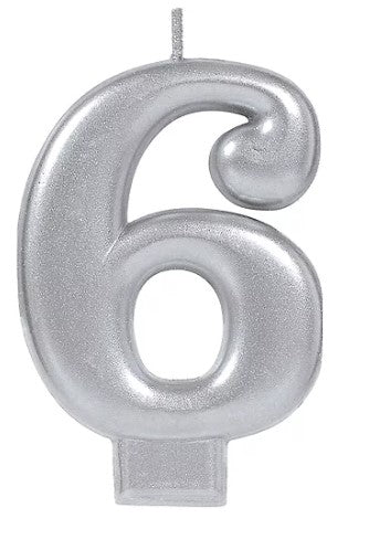 Birthday Celebration, Numeral  Metallic Candle, Party Supplies,  3 1/4"  0-9