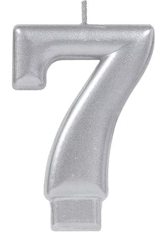 Birthday Celebration, Numeral  Metallic Candle, Party Supplies,  3 1/4"  0-9