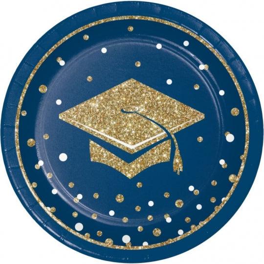 7" GLITTERING GRAD DESSERT PLATE, MID COUNT 18CT Creative Converting