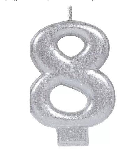 Birthday Celebration, Numeral Metallic Candle, Party Supplies, 3 1/4" 0-9 Amscan