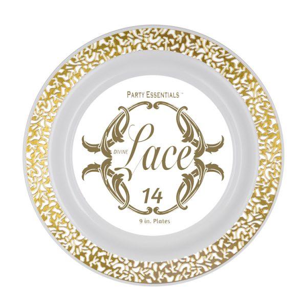 9″ LACE PLATES – WHITE W/ GOLD EDGE 14 CT. Northwest