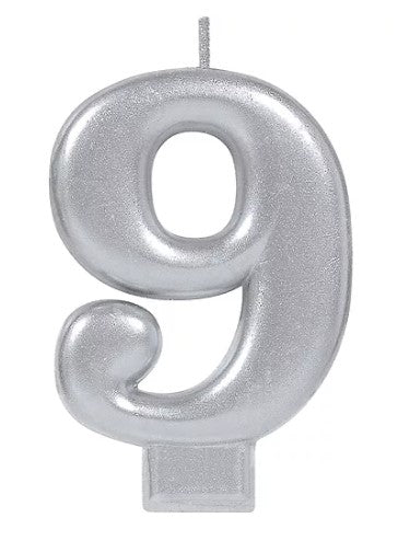 Birthday Celebration, Numeral  Metallic Candle, Party Supplies,  3 1/4"  0-9