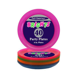 ASSORTED NEON PARTY PLATES, 6″ 40 CT. - USA Party Store