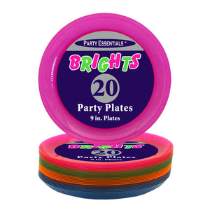 ASSORTED NEON PARTY PLATES, 9″ 20 CT. - USA Party Store