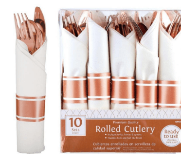 Rose Gold Rolled Flatware 10pcs Amscan