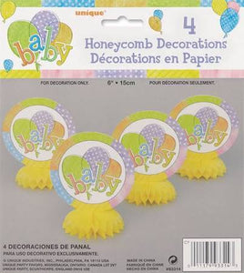 Baby Colors Mini Honeycomb Decorations, 4ct - USA Party Store