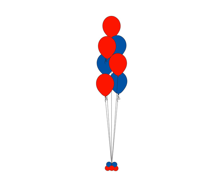 7 Balloons Floor Bouquet Column *** Pick-up or Delivery only *** USA Party Store