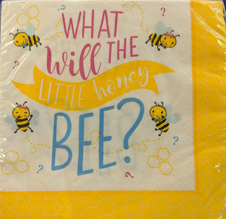 Little Honey Bee Lunch Napkins 16ct6 1/2in x 6 1/2in Paper Napkins Amscan