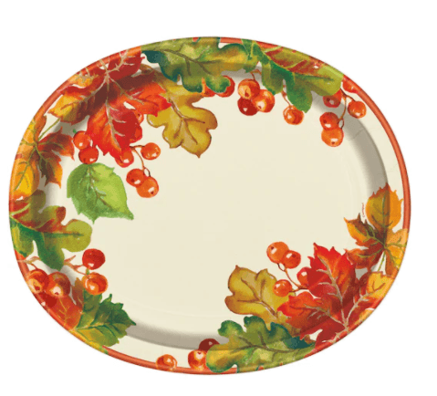 Berries & Leaves Oval Plate 8 count USA Party Store