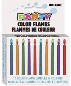 Birthday Candles & Holders 10/Pkg-Color Flame - USA Party Store