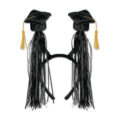 Black Grad Cap With Fringe Boppers Beistle