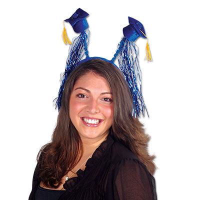 Blue Grad Cap w/Fringe Boppers Beistle